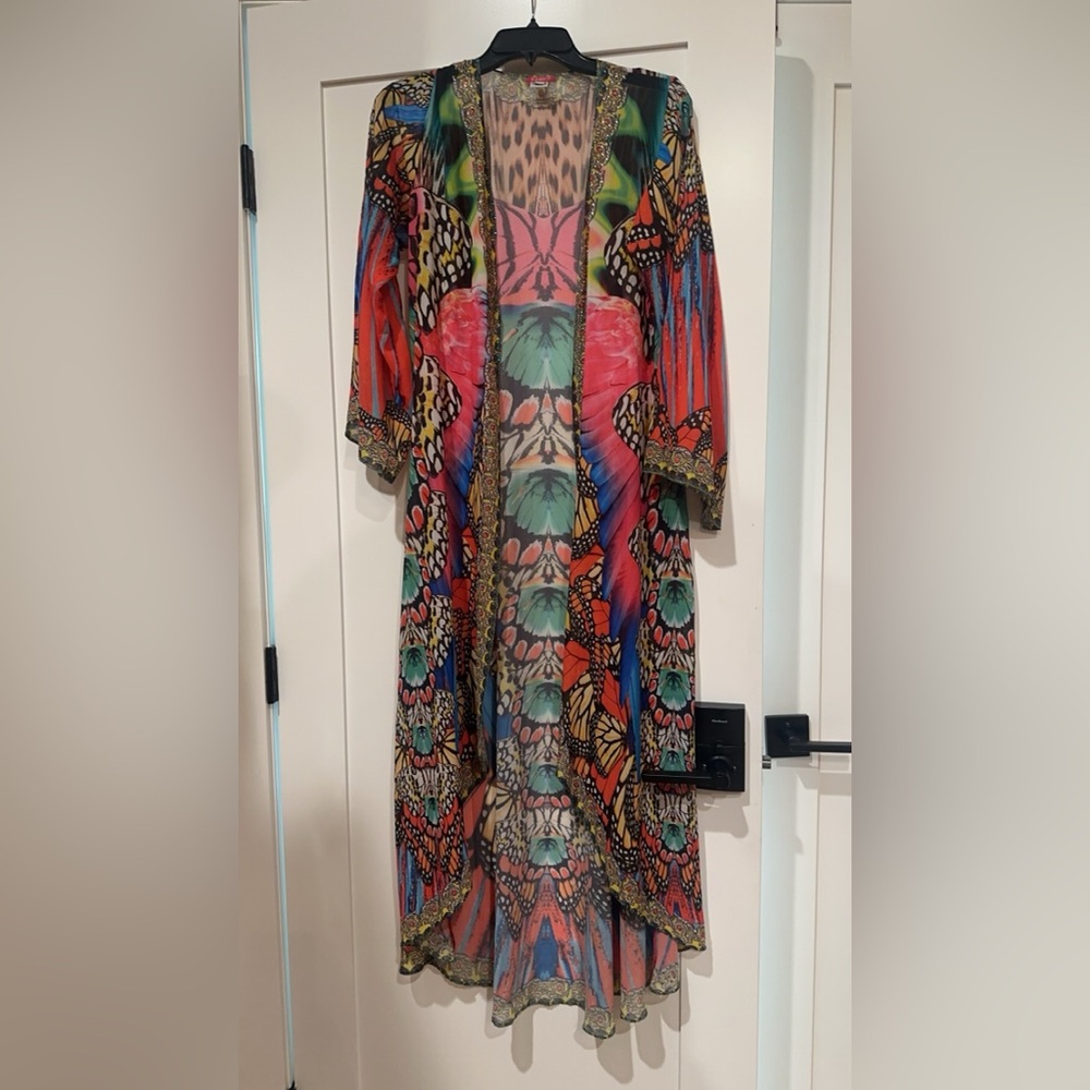 Colorful Women's Swim Coverup shirt duster Ranee’s one size beaded jeweled $298!